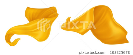 Yellow silk ribbons set isolated on white 108825678