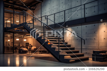 Modern industrial style staircase Modern industrial style staircase 108826200