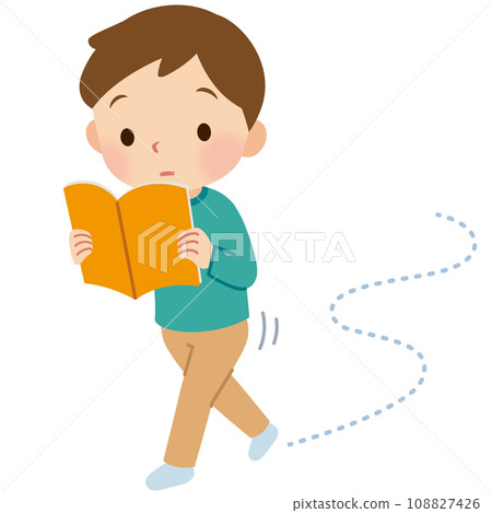 孩子一邊走一邊看書，男孩，發展障礙，過動症 108827426