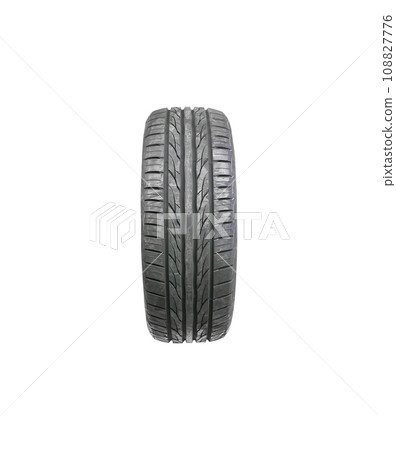 New car tires with colored lines on the tread , car tires isolated on white background New car tires with colored lines on the tread , car tires isolated on white background 108827776