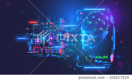 Chipping of patient human brain, Connecting the human brain to an electronic chip. Restoration of neural connections of paralyzed people. Microsurgery. New technologies in medicine and healthcare. 108827939