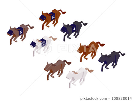 Isometric running horse herd 108828014