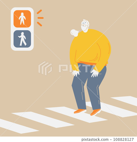 一位老人走得太慢，無法穿過人行橫道。 108828127