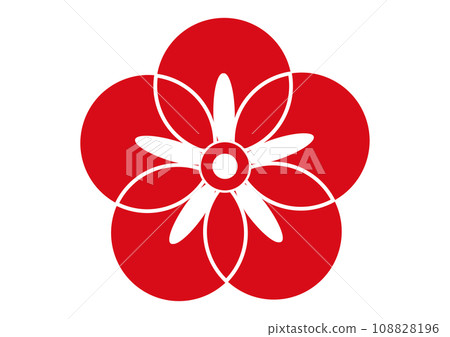 梅花圖示華麗紅白梅花花瓣插畫馬克素材-插圖素材[108828196] - PIXTA圖庫 