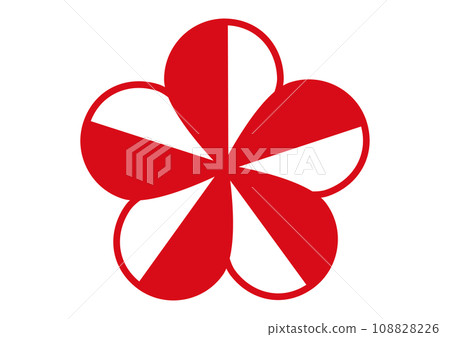 紅白梅花圖示傳統雙色梅花瓣插畫標記素材-插圖素材[108828226] - PIXTA圖庫 