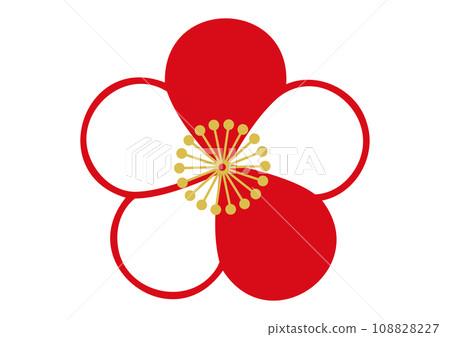 梅花圖示紅白對比標記素材時尚梅花花瓣插畫 108828227