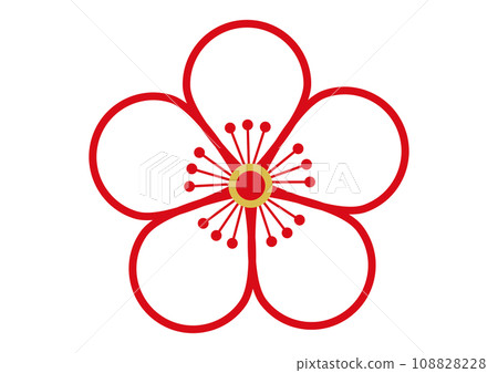 梅花圖示 現代日式簡約白梅 白梅花瓣插畫 馬克素材 108828228