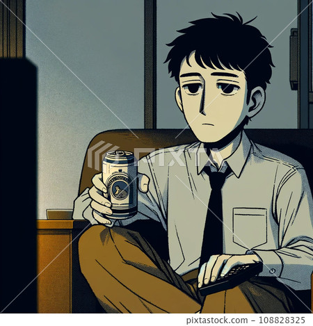 Single man drinking alcohol lonely (AI generated image) 108828325