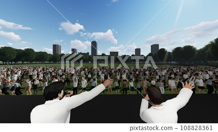 Outdoor live venue event Singers available (stage seats available) Audience available Illustration CG 108828361