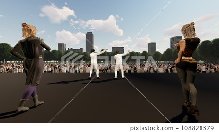 Outdoor live venue event Singers available (stage seats available) Audience available Illustration CG Outdoor live venue event Singers available (stage seats available) Audience available Illustration CG 108828379