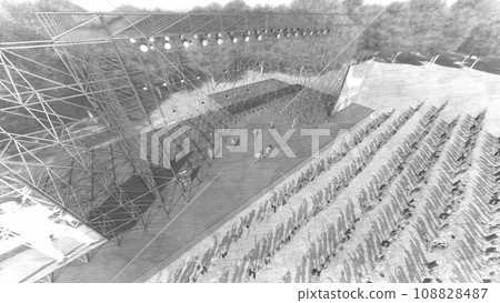 Outdoor live venue event with singer (no stage seat) with audience illustration CG 108828487