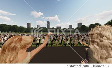 Outdoor live venue event dancers available (stage seats available) audience available Illustration CG 108829007