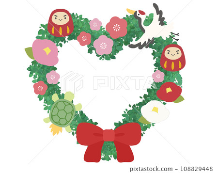 新年心形花環 108829448