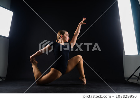 Ballet dancer in black body paint isolated on studio background expressive artistic dance concept 108829956