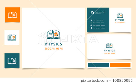 Physics logo design with editable slogan. Branding book and business card template. 108830095