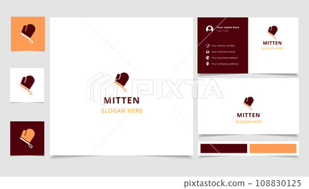 Mitten logo design with editable slogan. Branding book and business card template. 108830125