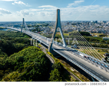 Aerial view of Toyota City Arrows Bridge 108830154