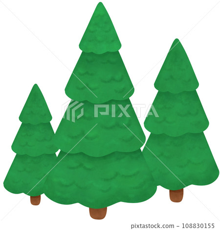 Pine trees, hand-drawn element for card and background 108830155