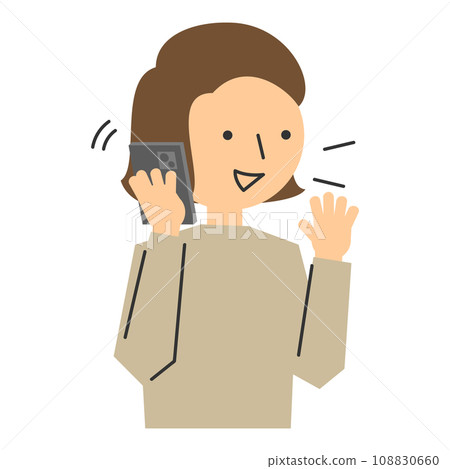 Illustration of a woman talking on a smartphone Illustration of a woman talking on a smartphone 108830660