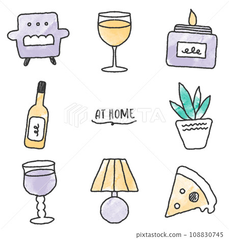 Home wine handwritten illustration set (purple, yellow) Home wine handwritten illustration set (purple, yellow) 108830745