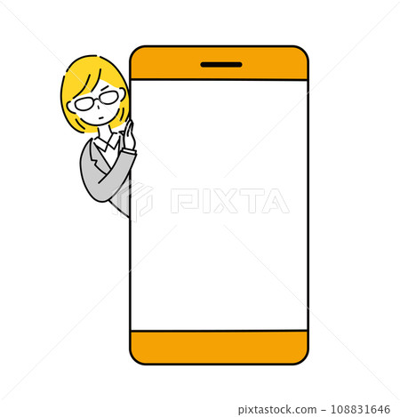Illustration of a business woman with a smartphone 108831646