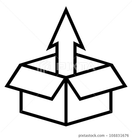 Icon unpacking box delivered parcel, unboxing gift, box arrow up 108831676