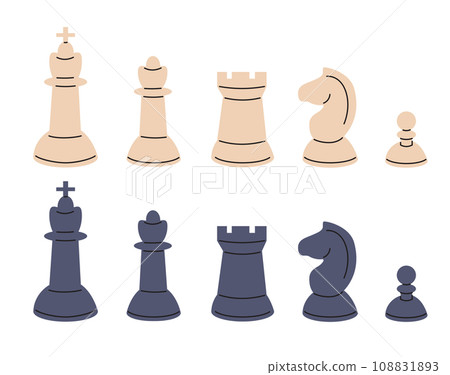Black And White Chess Pieces Set Vector Illustration Black And White Chess Pieces Set Vector Illustration 108831893