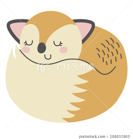 Sweet Cute Fox Pup Sleeping Character Illustration 108831903