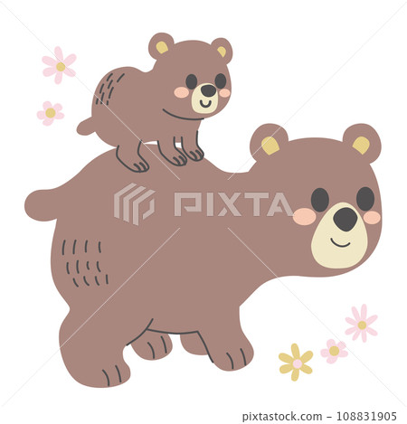 Bears Mother And Baby Flat Vector Illustration 108831905