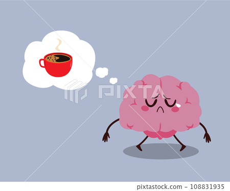 Cute Sad Brain Low Energy Concept Cute Sad Brain Low Energy Concept 108831935