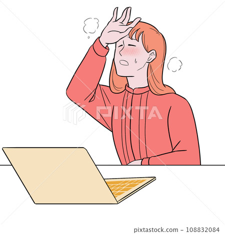 Illustration of a woman who is hot at work 108832084