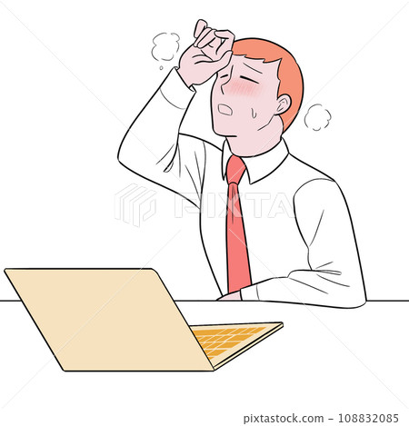 Illustration of a man who is hot at work 108832085