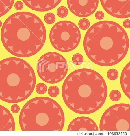 Red Graipfruit Digital Paper. Grapefruit on Yellow Background. 108832333