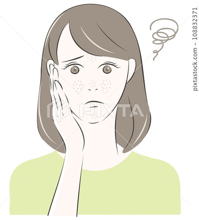 患有毛孔粗大的女人 患有毛孔粗大的女人 108832371