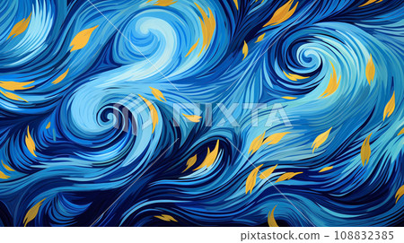 手绘卡通艺术抽象梵高风格印象派背景素材 108832385