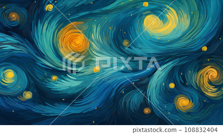 手绘卡通艺术抽象梵高风格印象派背景素材 108832404