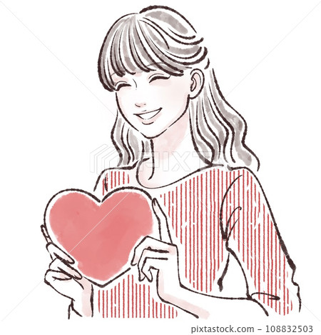 有心的女人插畫素材 108832503