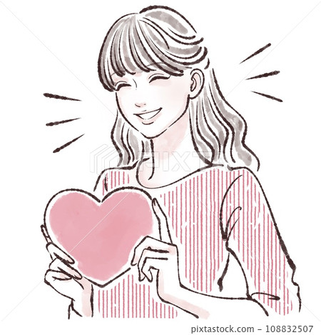Illustration material of a woman with a heart 108832507