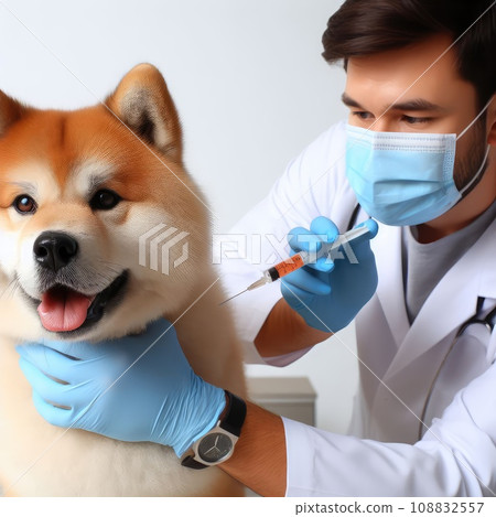 Vet examining dog and cat. Puppy and kitten at veterinarian doctor. Pet check up and vaccination Vet examining dog and cat. Puppy and kitten at veterinarian doctor. Pet check up and vaccination 108832557