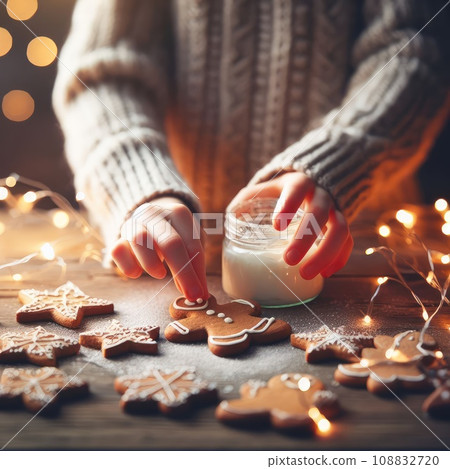 Gingerbread dough with metal cutters in different shapes for christmas cookies and wooden rolling Gingerbread dough with metal cutters in different shapes for christmas cookies and wooden rolling 108832720