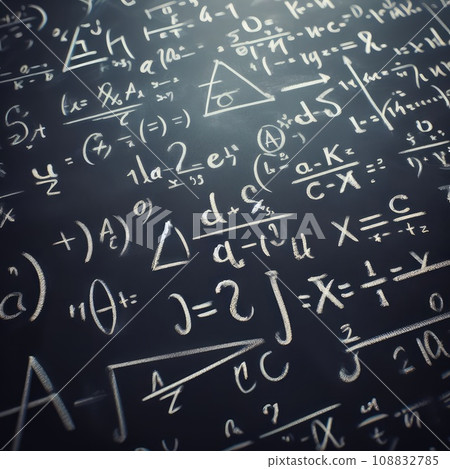 Close up of math formulas on a blackboard 108832785