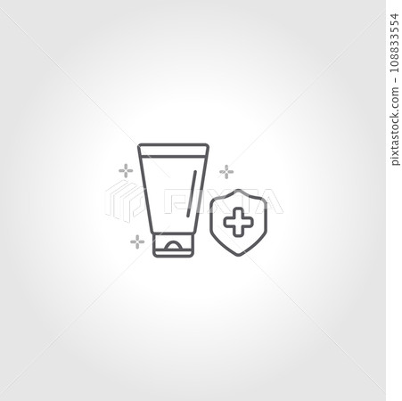 Simple sunscreen line icon. Stroke pictogram. Vector illustration isolated on a grey background. Premium quality symbol. Vector sign for mobile app and web sites. 108833554