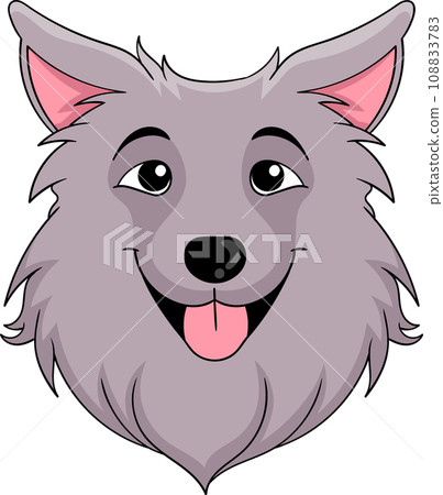 icon of a long haired grey dog's head 108833783