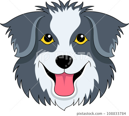 icon of a long-haired grey white dog's head 108833784