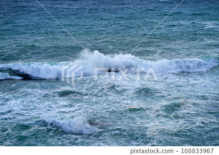 Sea. Beautiful waves. vertiginous, swirling foamy water waves at the Mediterranean sea. Sea. Beautiful waves. vertiginous, swirling foamy water waves at the Mediterranean sea. 108833967