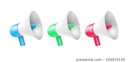 3d megaphone. Speaker loudspeaker for marketing announce. Comment attention, advertising, problem notice and announcement. Speakerphone 3d render icon vector 3d megaphone. Speaker loudspeaker for marketing announce. Comment attention, advertising, problem notice and announcement. Speakerphone 3d render icon vector 108834130