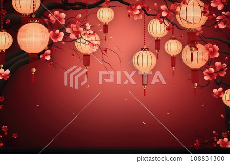 Chinese new year background with lamps Chinese new year background with lamps 108834300