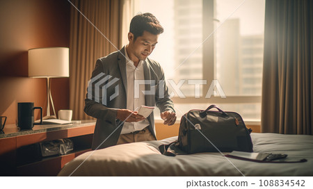 Asian male office worker working at a hotel 108834542