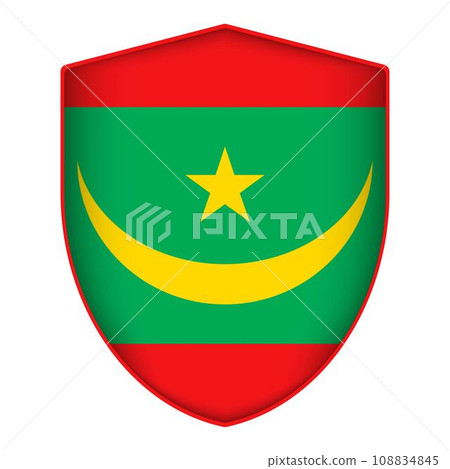 Mauritania flag in shield shape. Vector illustration. 108834845