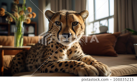 Cheetah kept as a pet 108835215